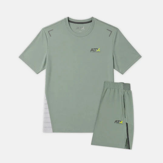 Juniors Granite T-Shirt / Shorts Set - Green/Grey