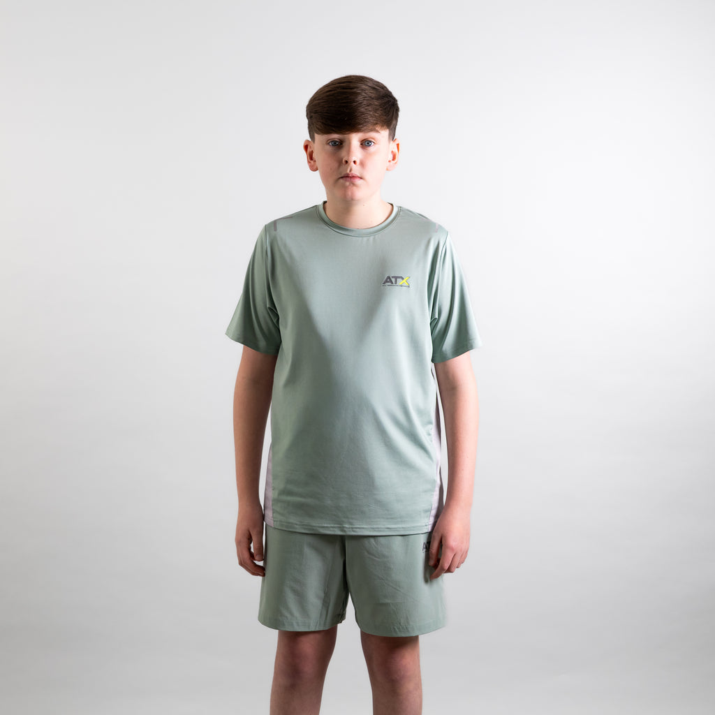 Juniors Granite T-Shirt / Shorts Set - Green/Grey