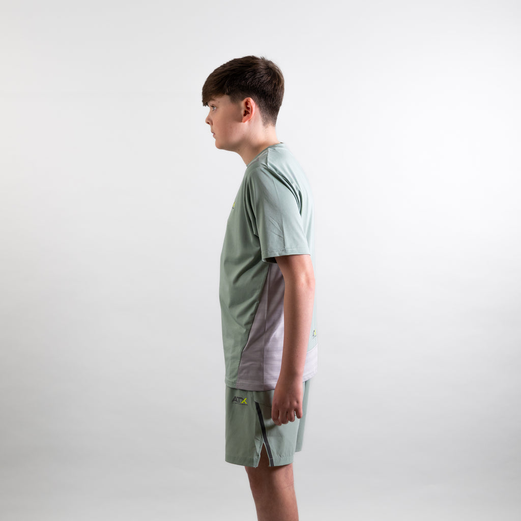 Juniors Granite T-Shirt / Shorts Set - Green/Grey