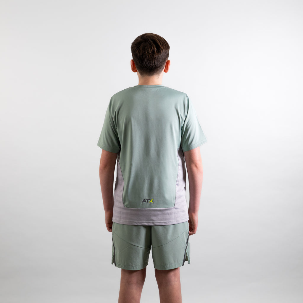 Juniors Granite T-Shirt / Shorts Set - Green/Grey