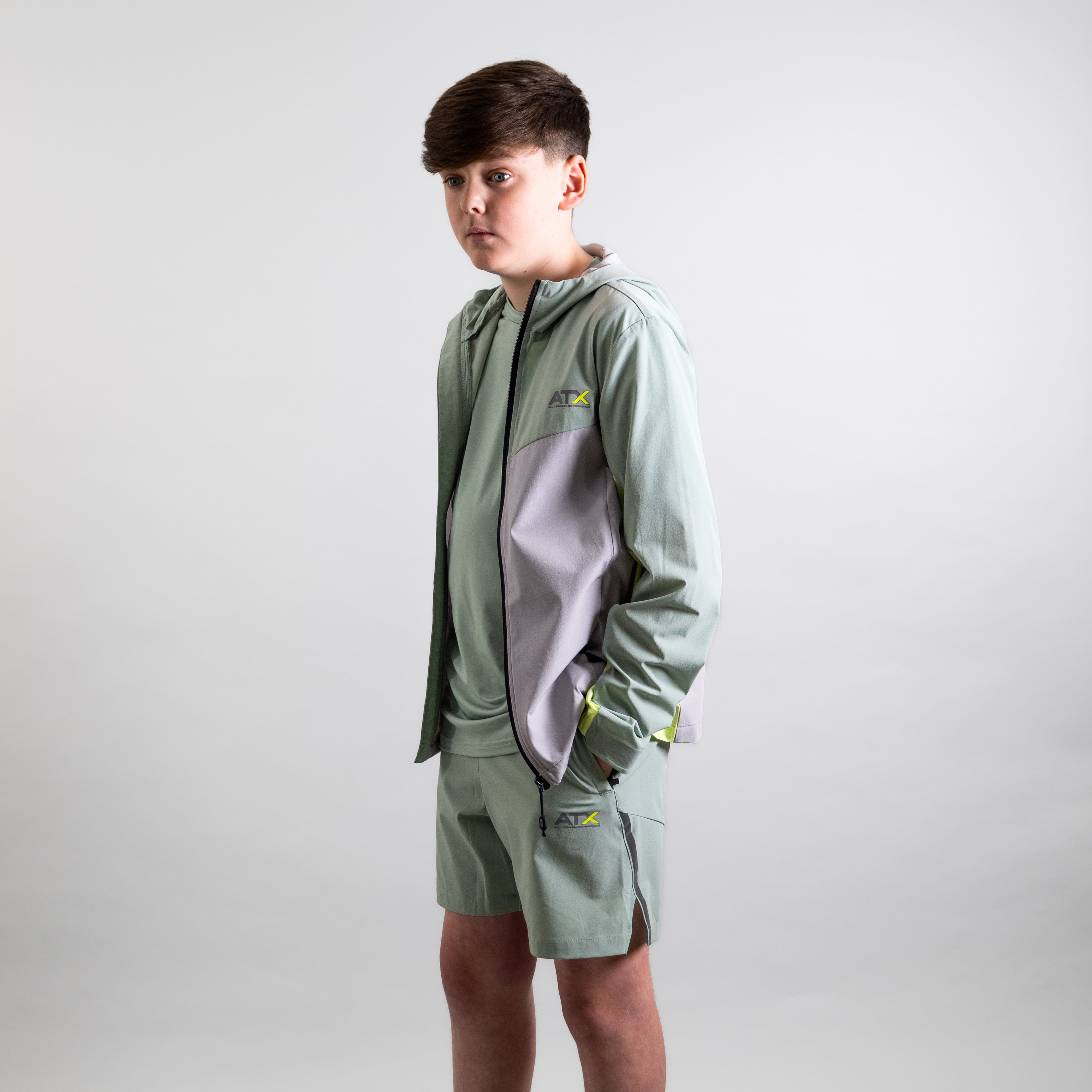 Juniors Horizon Track Jacket - Grey/Green