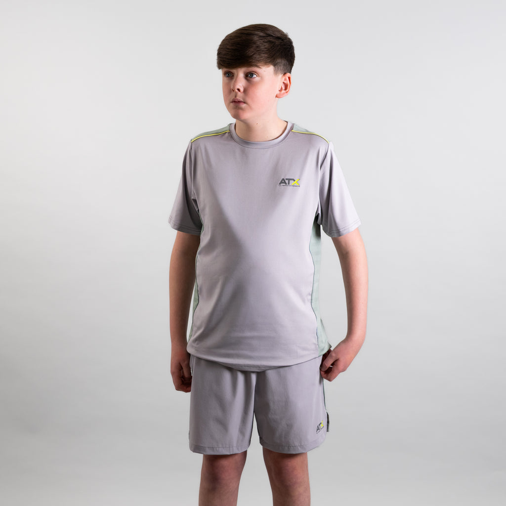 Juniors Cascade T-Shirt / Shorts Set - Grey/Green