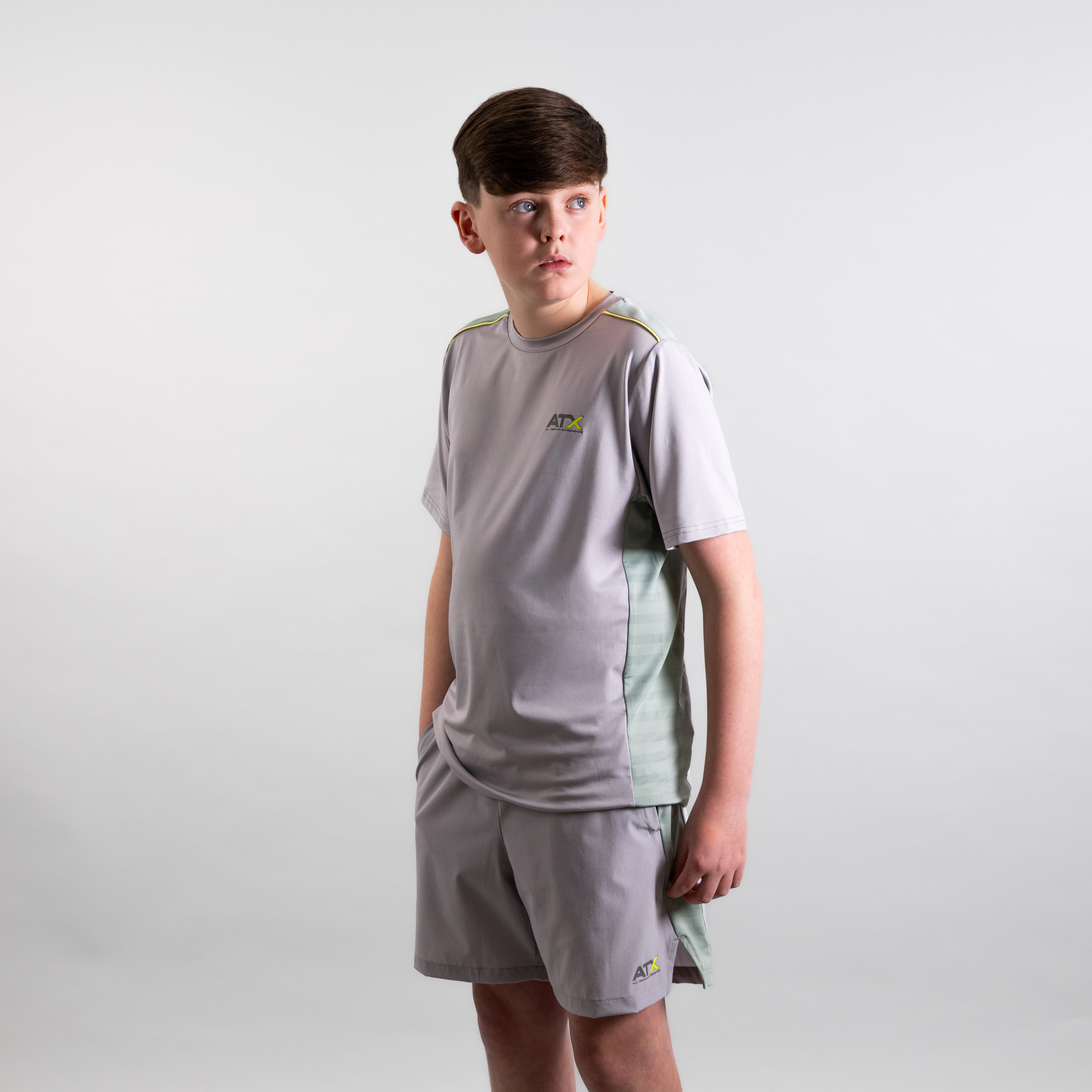 Juniors Cascade T-Shirt / Shorts Set - Grey/Green