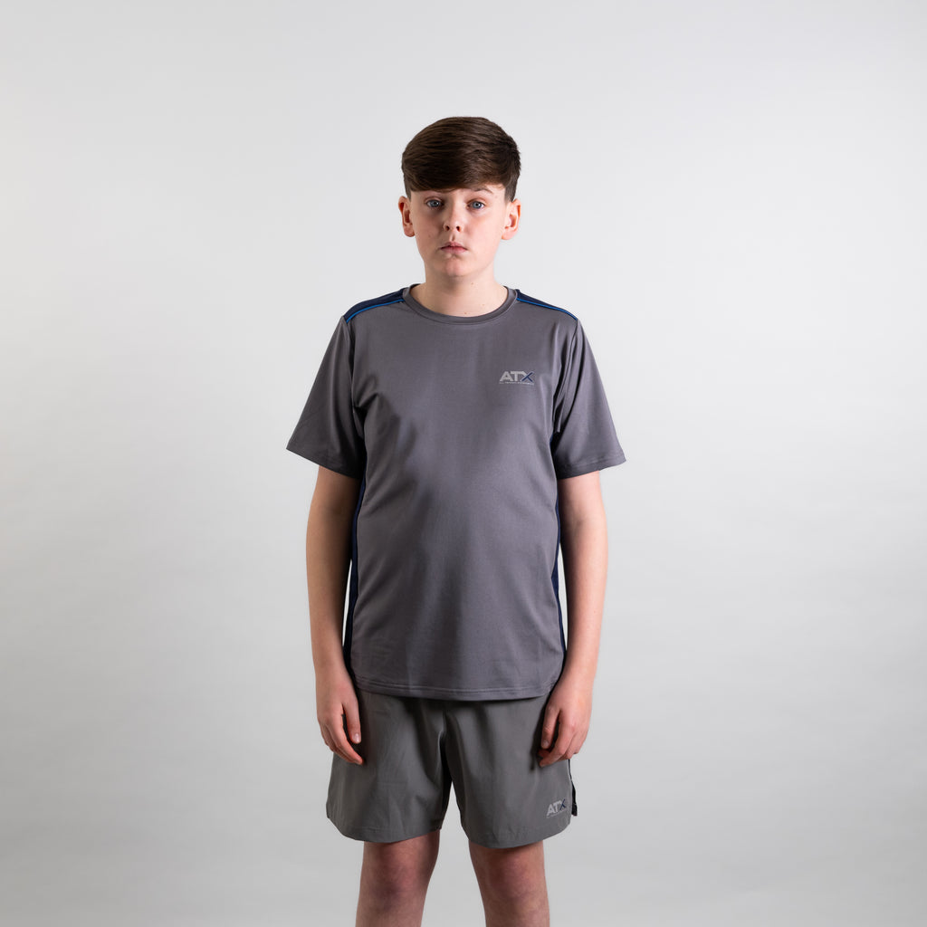 Juniors Cascade T-Shirt / Shorts Set - Dark Grey/Navy