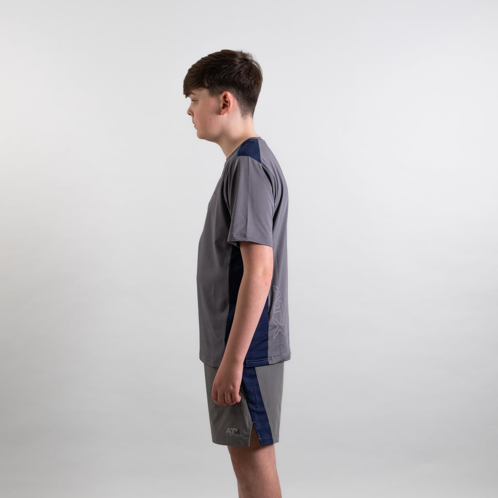 Juniors Cascade T-Shirt / Shorts Set - Dark Grey/Navy