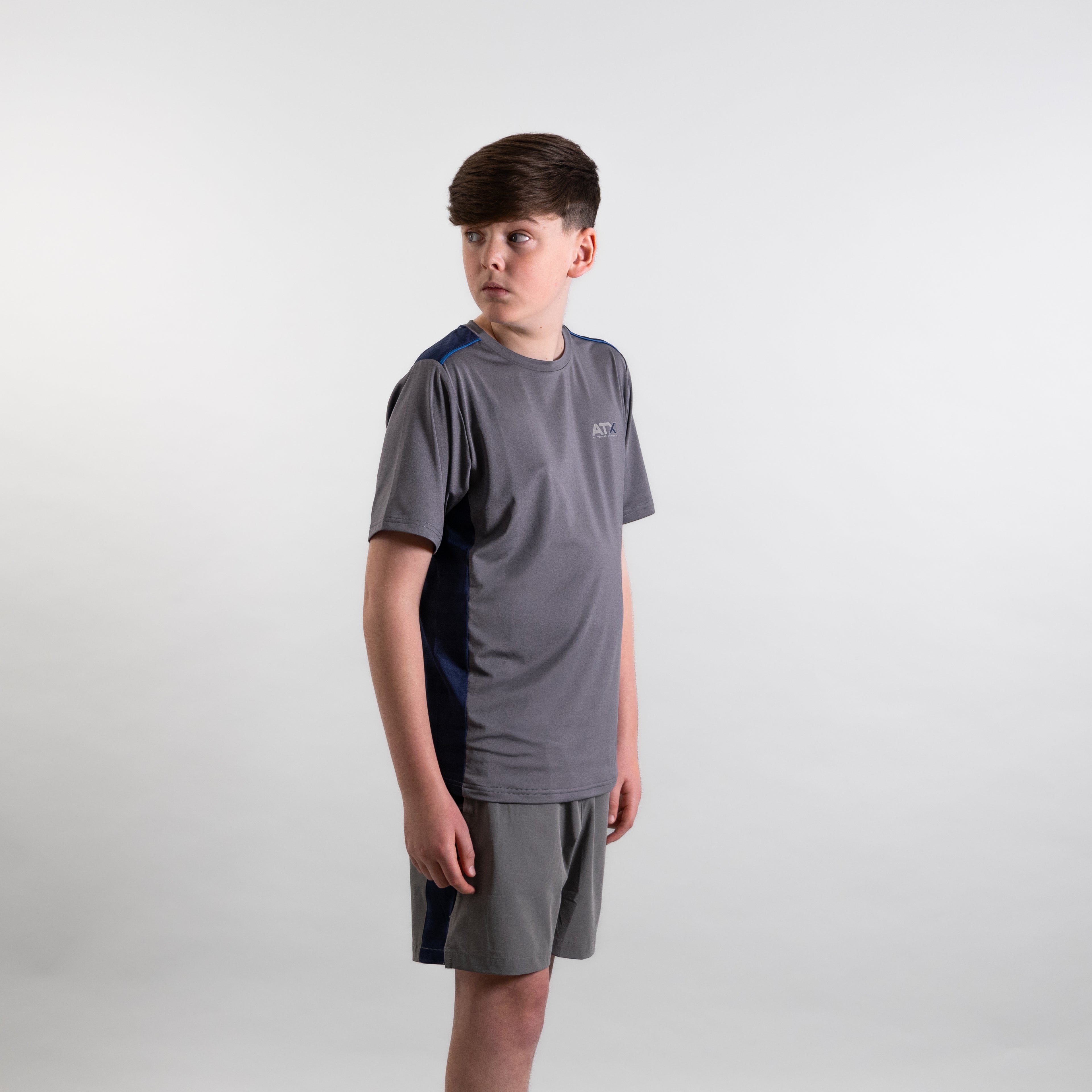Juniors Cascade T-Shirt / Shorts Set - Dark Grey/Navy