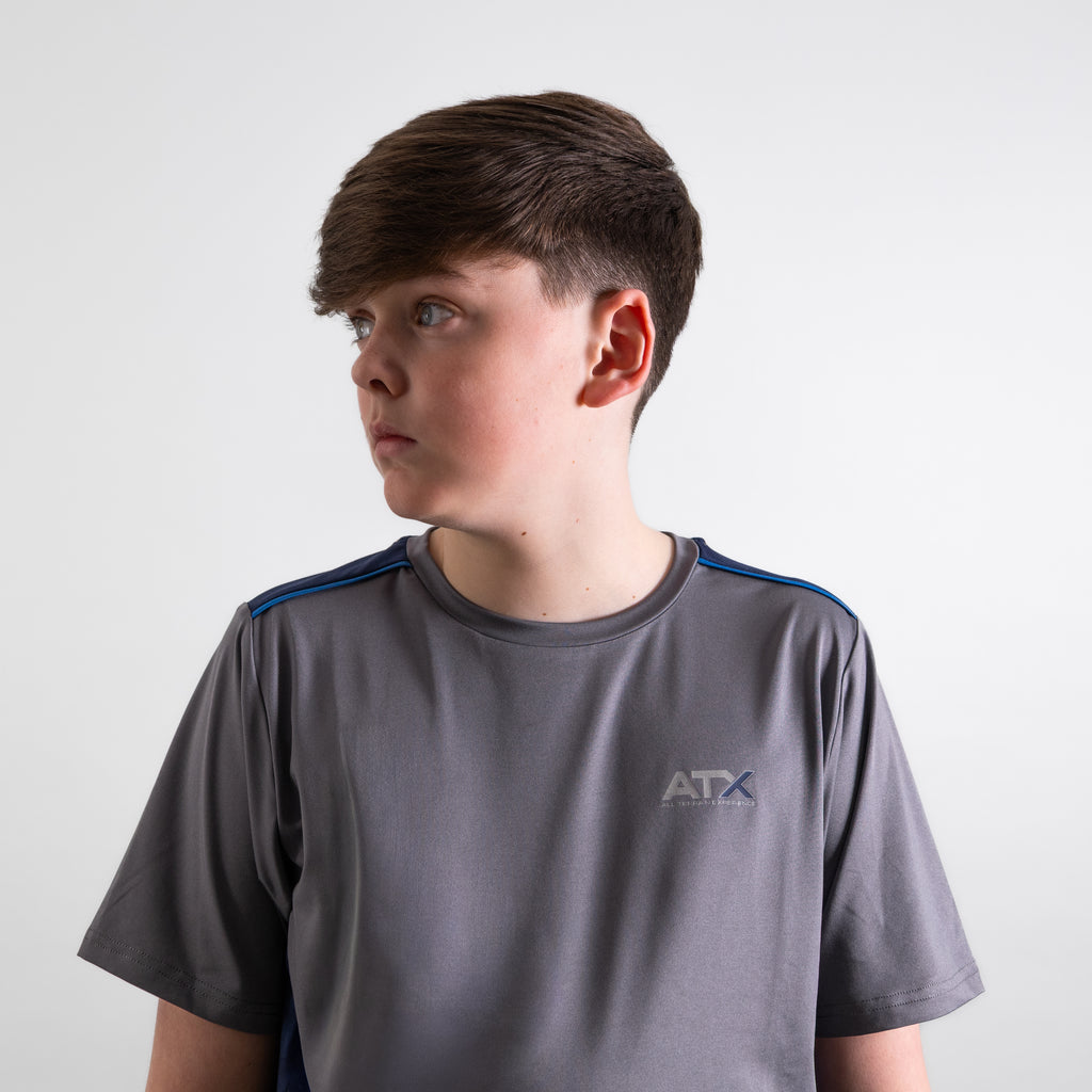 Juniors Cascade T-Shirt / Shorts Set - Dark Grey/Navy