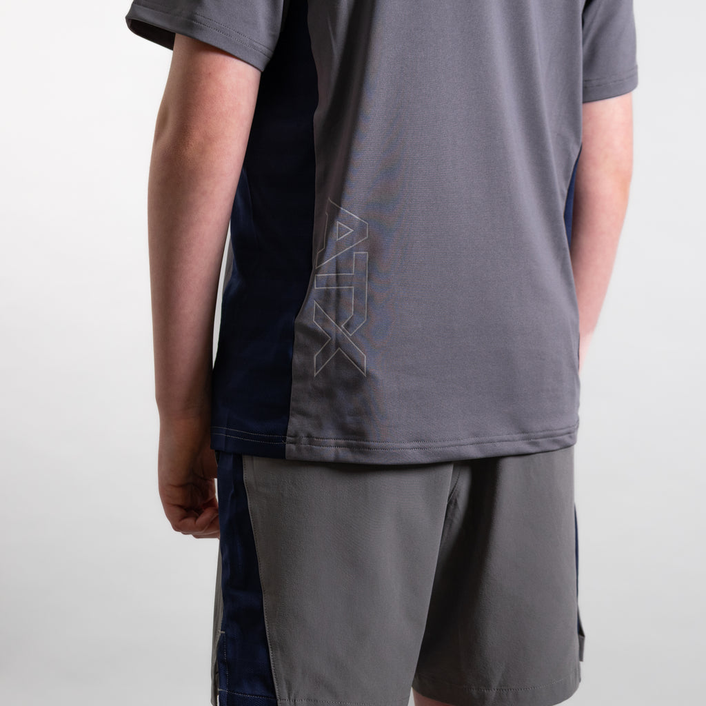 Juniors Cascade T-Shirt / Shorts Set - Dark Grey/Navy