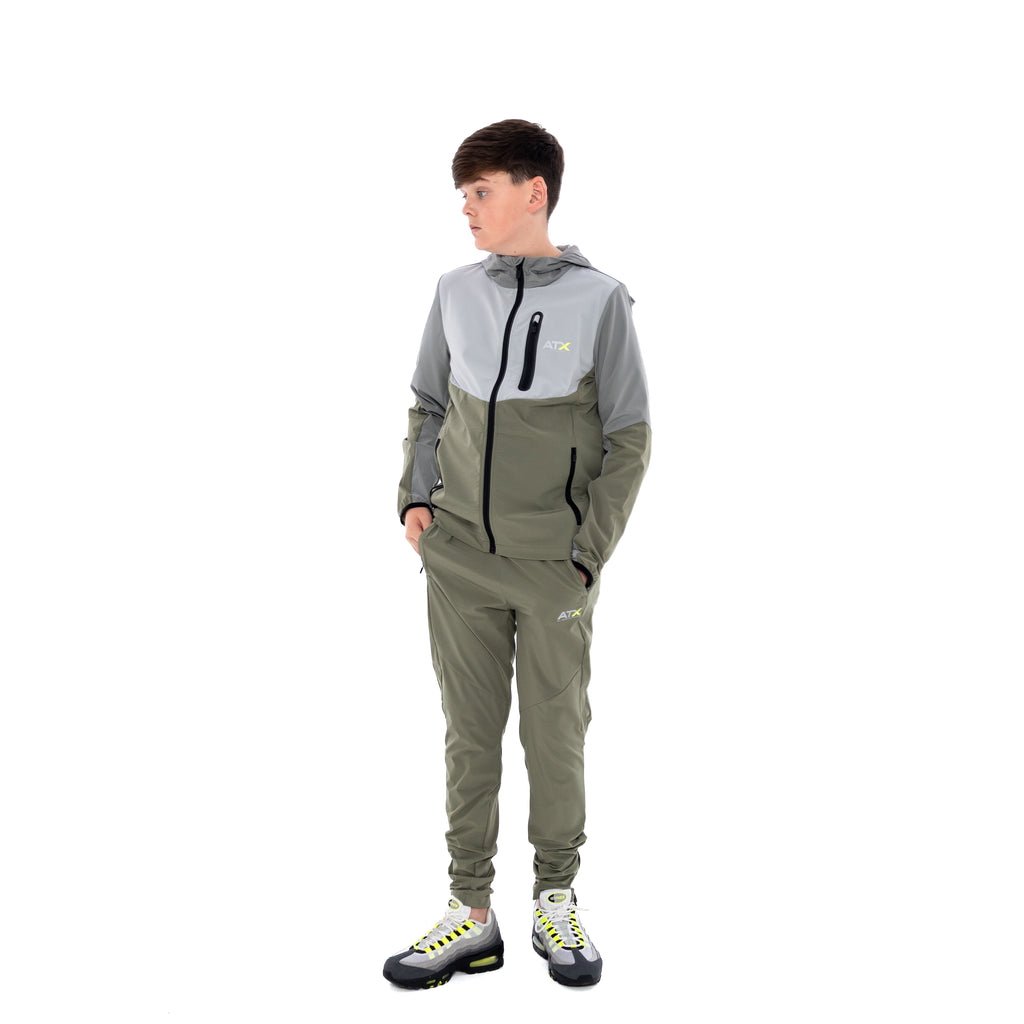 Juniors Traverse Tracksuit - Grey/Khaki Green