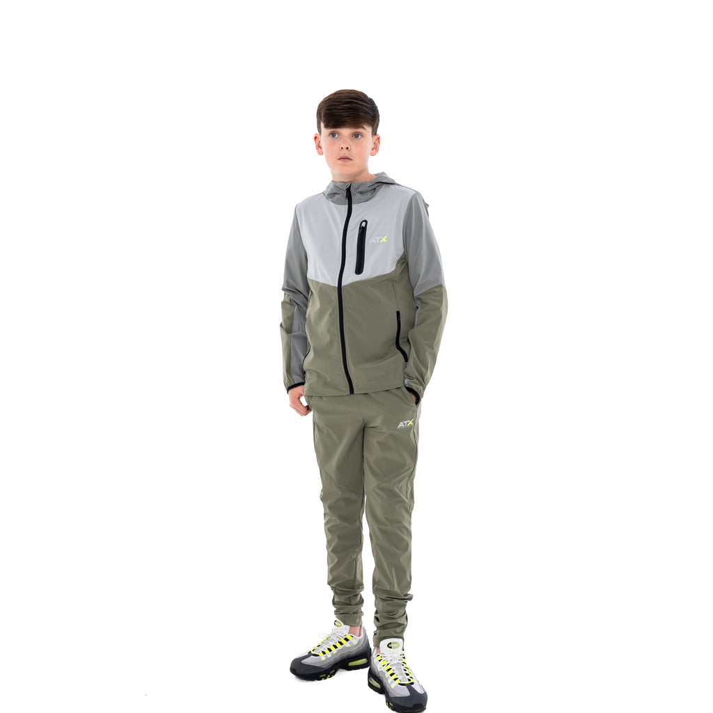 Juniors Traverse Tracksuit - Grey/Khaki Green