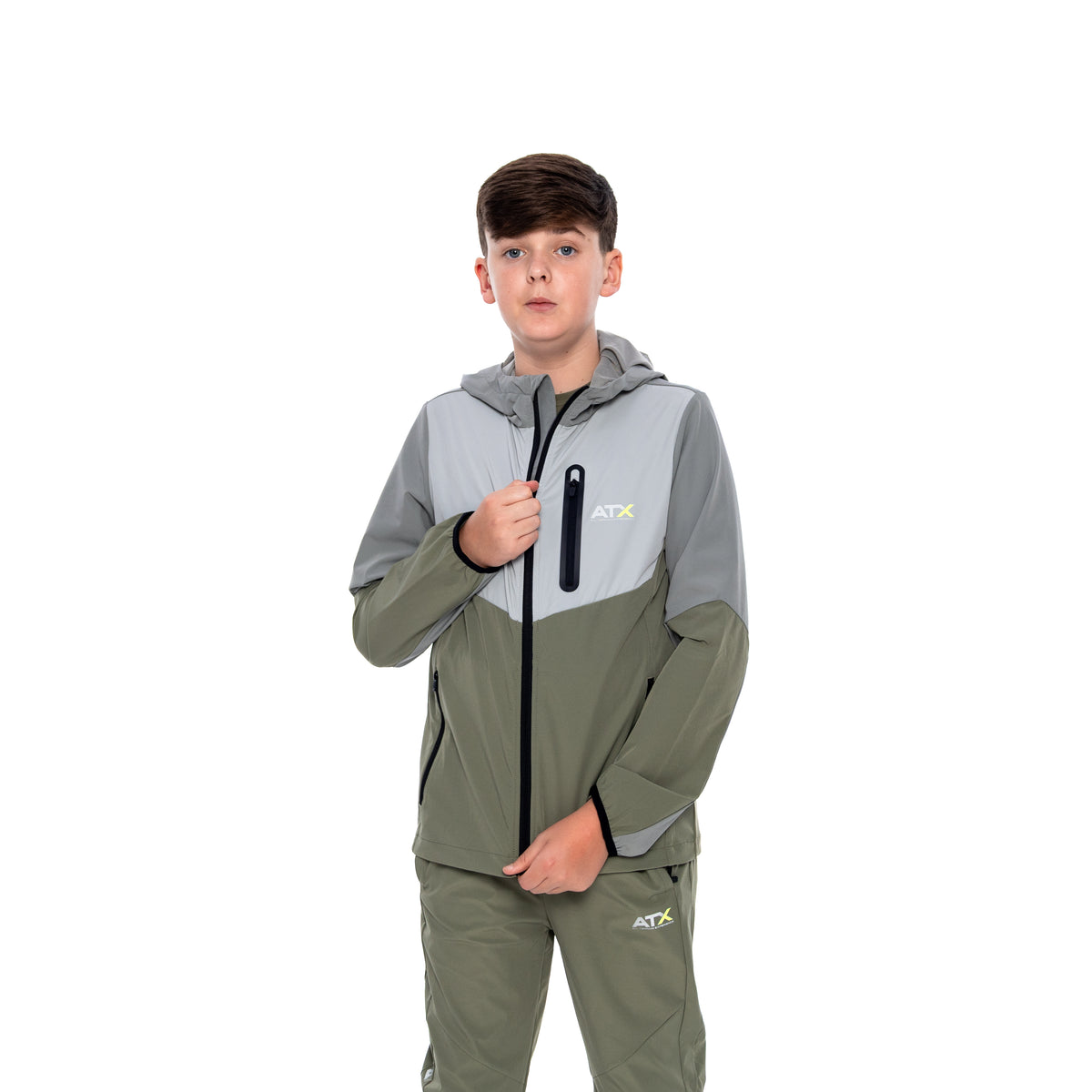 Juniors Traverse Tracksuit - Grey/Khaki Green