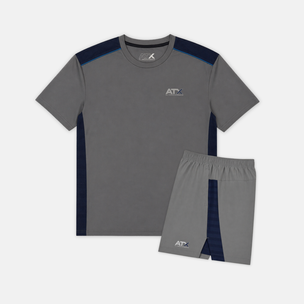 Juniors Cascade T-Shirt / Shorts Set - Dark Grey/Navy