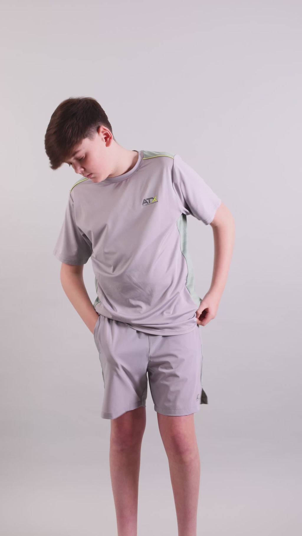 Juniors Cascade T-Shirt / Shorts Set - Grey/Green