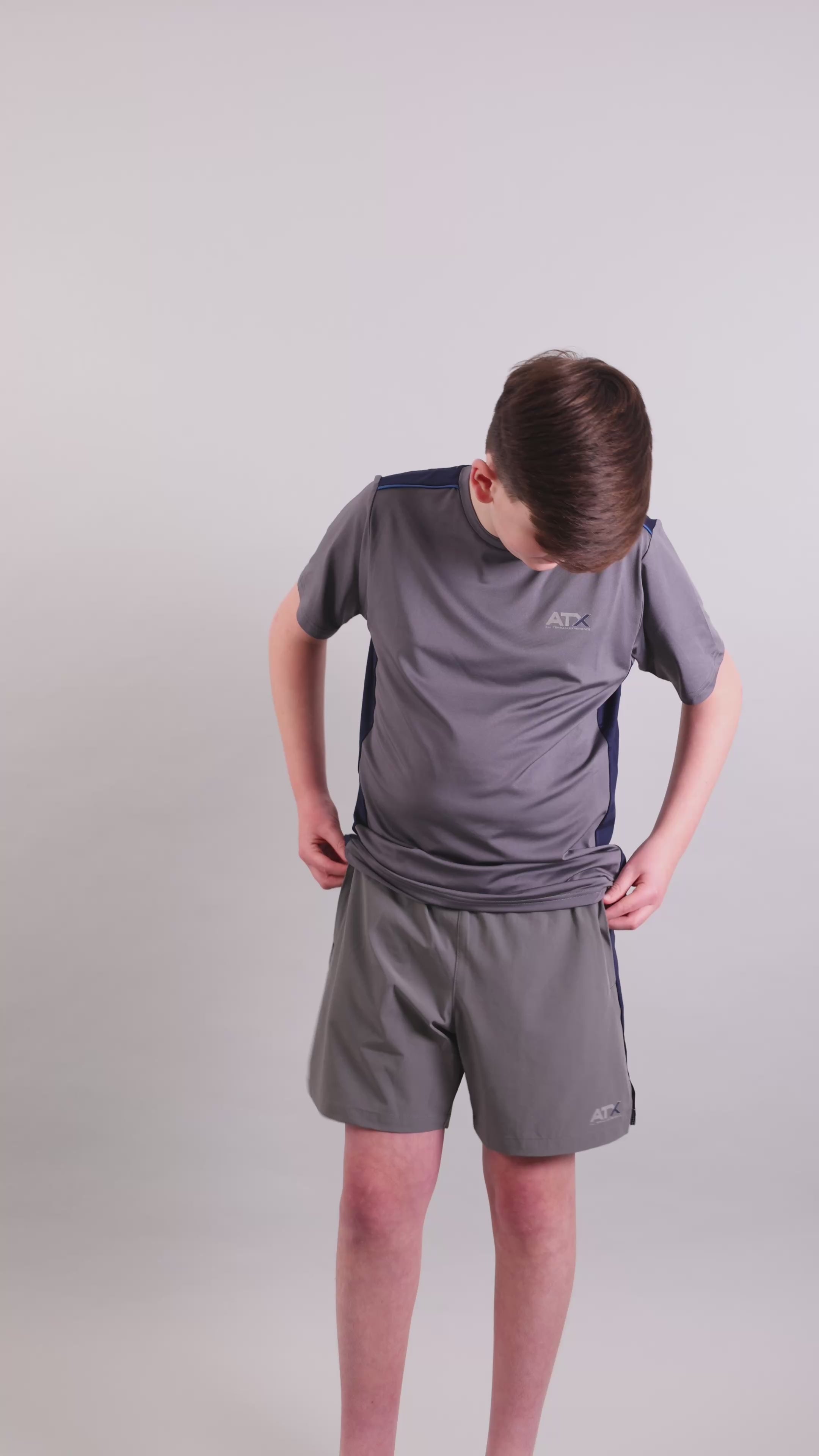 Juniors Cascade T-Shirt / Shorts Set - Dark Grey/Navy