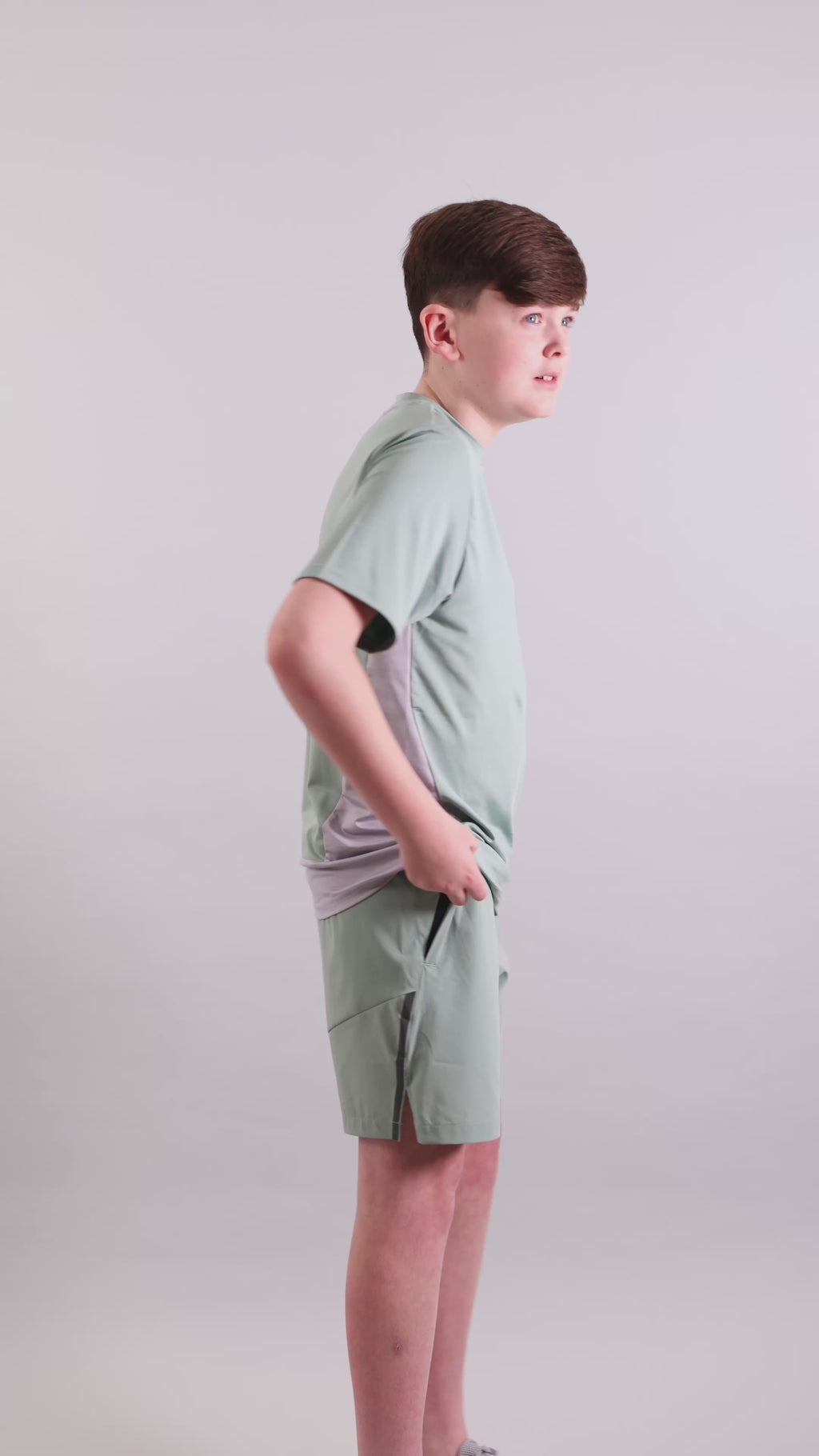 Juniors Granite T-Shirt / Shorts Set - Green/Grey