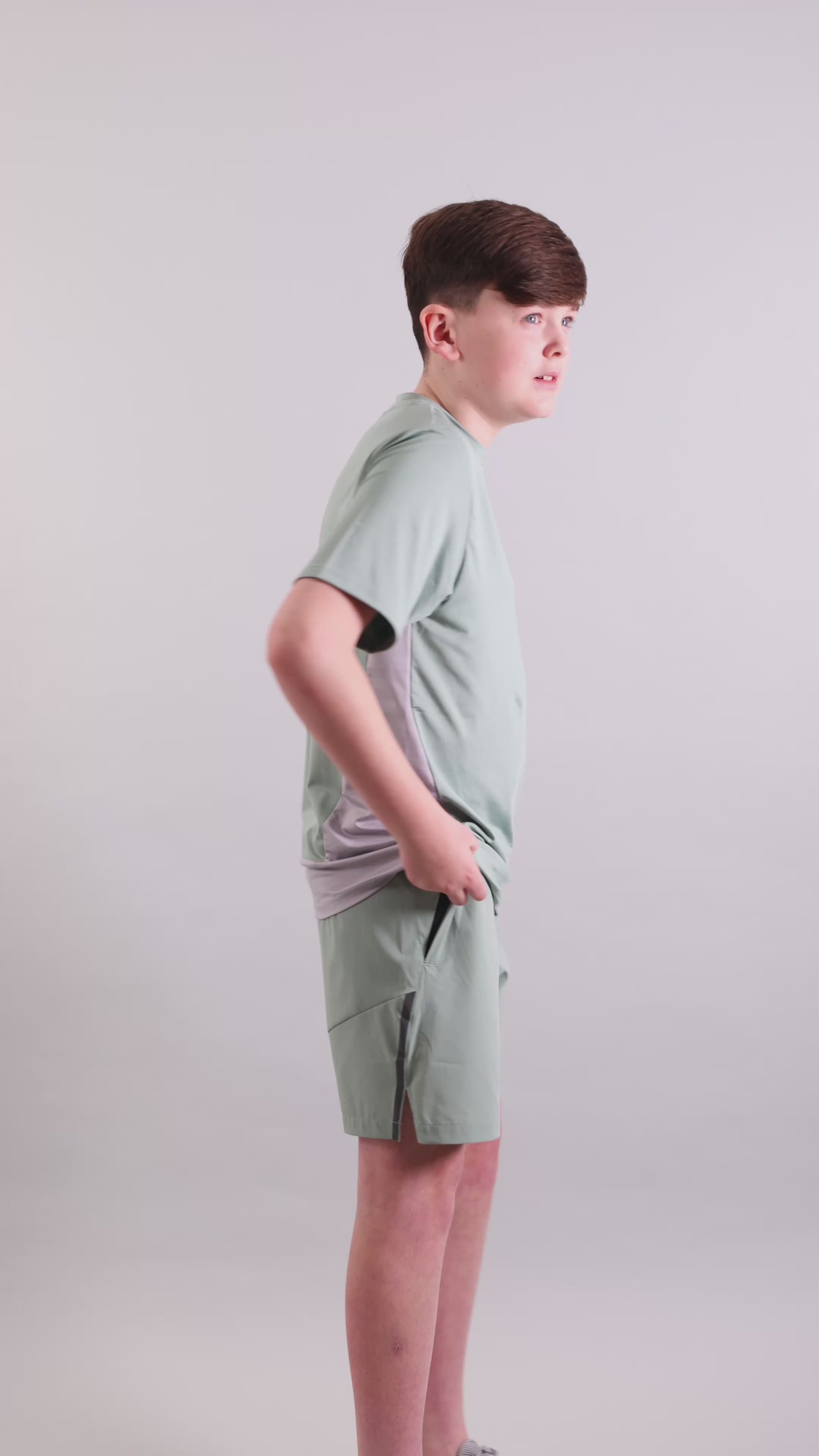 Juniors Granite T-Shirt / Shorts Set - Green/Grey