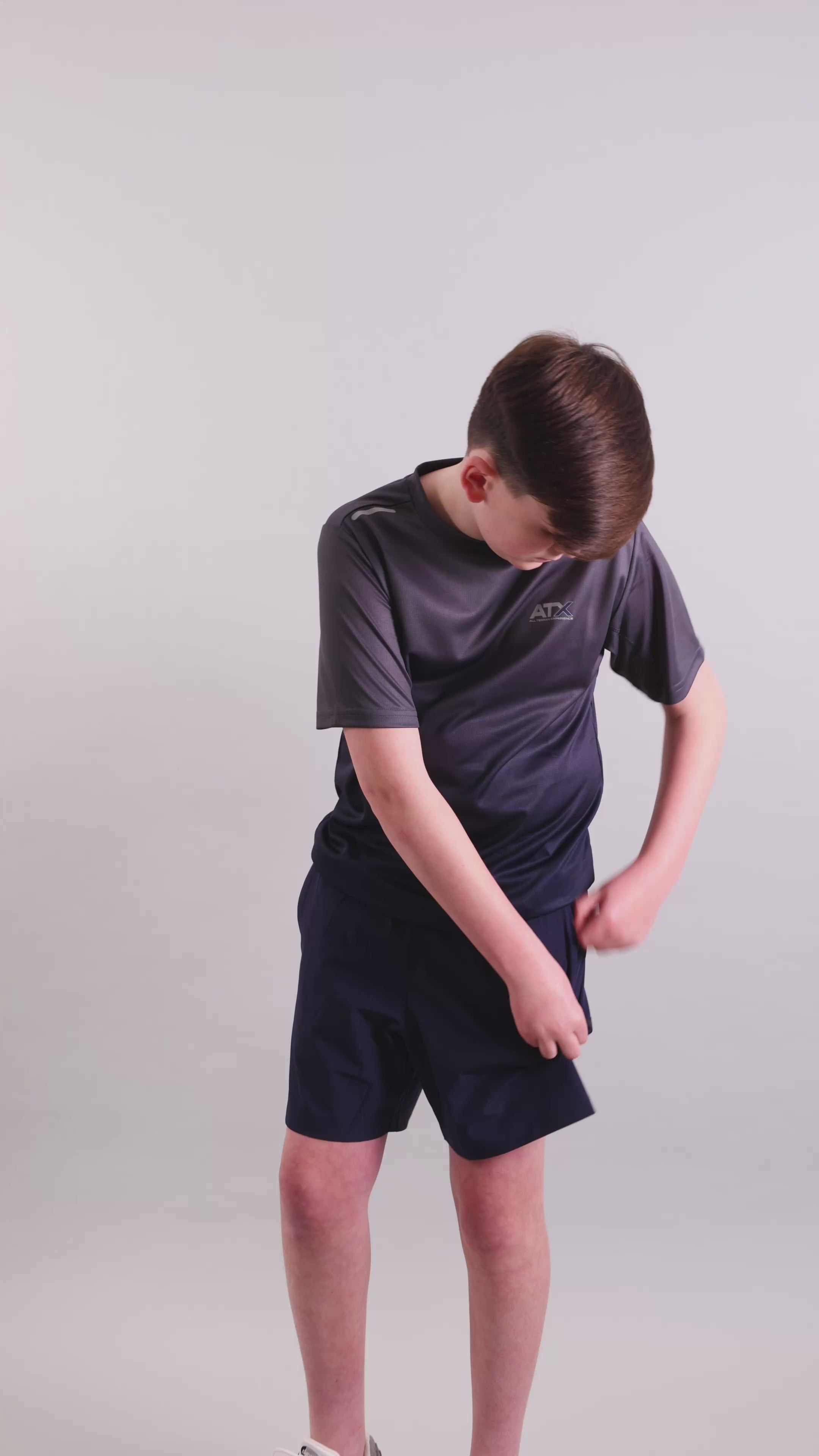 Juniors Granite T-Shirt / Shorts Set - Navy/Dark Grey